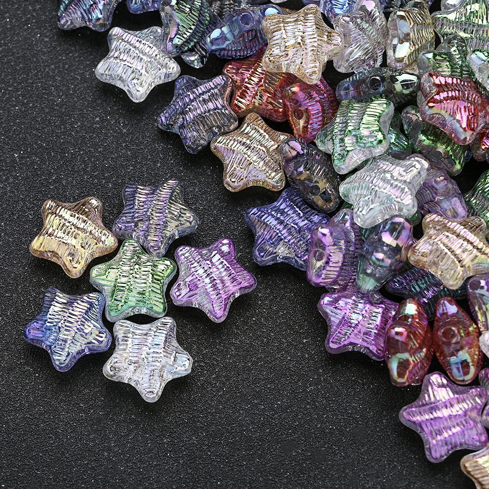 10 Stück 19mm Aurora UV-beschichtete Acryl-Sternperlen Bunte Sternanhänger für DIY-Bastelarbeiten und Schmuckherstellung Zubehör – Detail 3