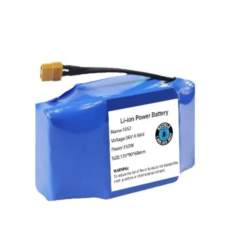 10S2P 36V 4400mAh 18650 Lithium Ion Battery Pack for Electric Skateboard Electric Unicycle Swing Car Batteries with XT60-plug