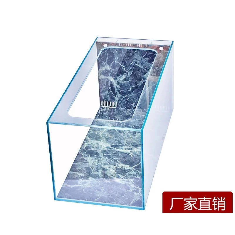W2 - ultra-clear aquarium gold crystal glass custom aquarium no water change living large/small rectangular aquatic plant tank