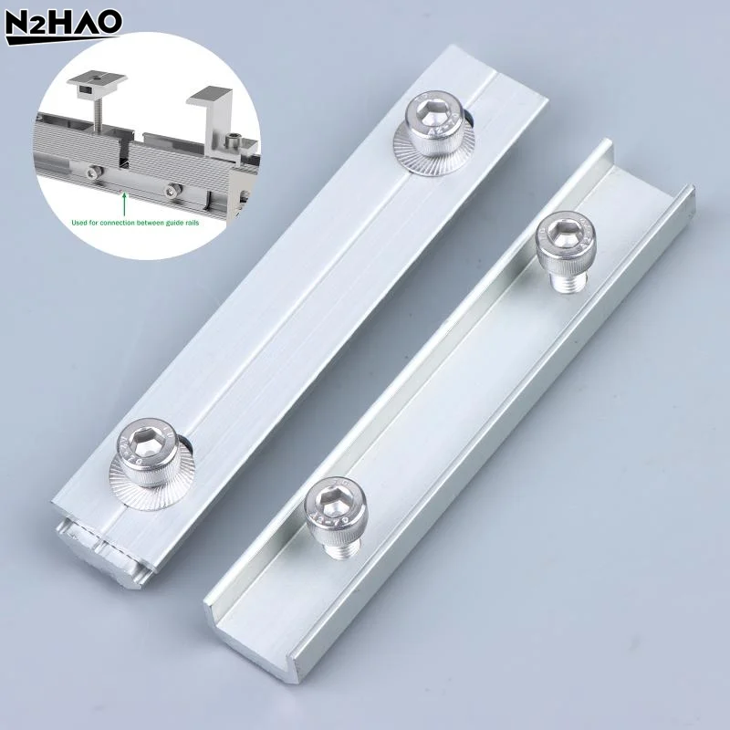 1PC Aluminum alloy Solar Module Rails Profile Connectors Aluminium Mounting Connection Photovoltaic Bracket Guide Rail Connector