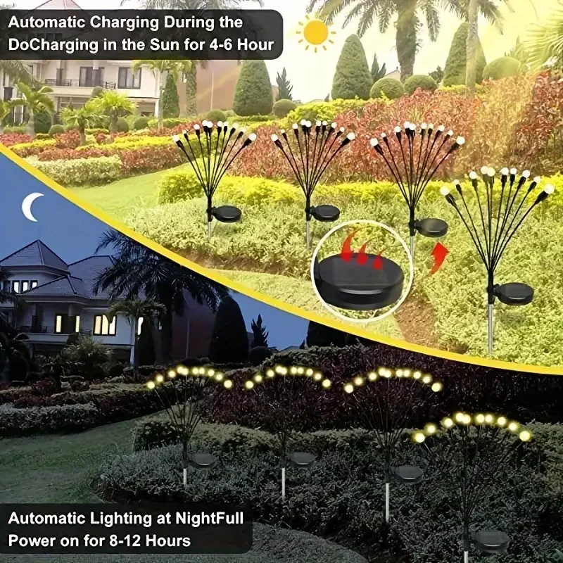 2/4 Stuks 10Leds Solar Tuinverlichting Vuurvlieg Vloerverlichting Buiten Led Verlichting Tuin Decoratieve Balverlichting Voor Tuin Outdoor Decor