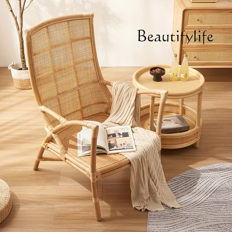 

simple balcony Japanese-style homestay design Leisure chair rattan chair natural real rattan sofa chair modern