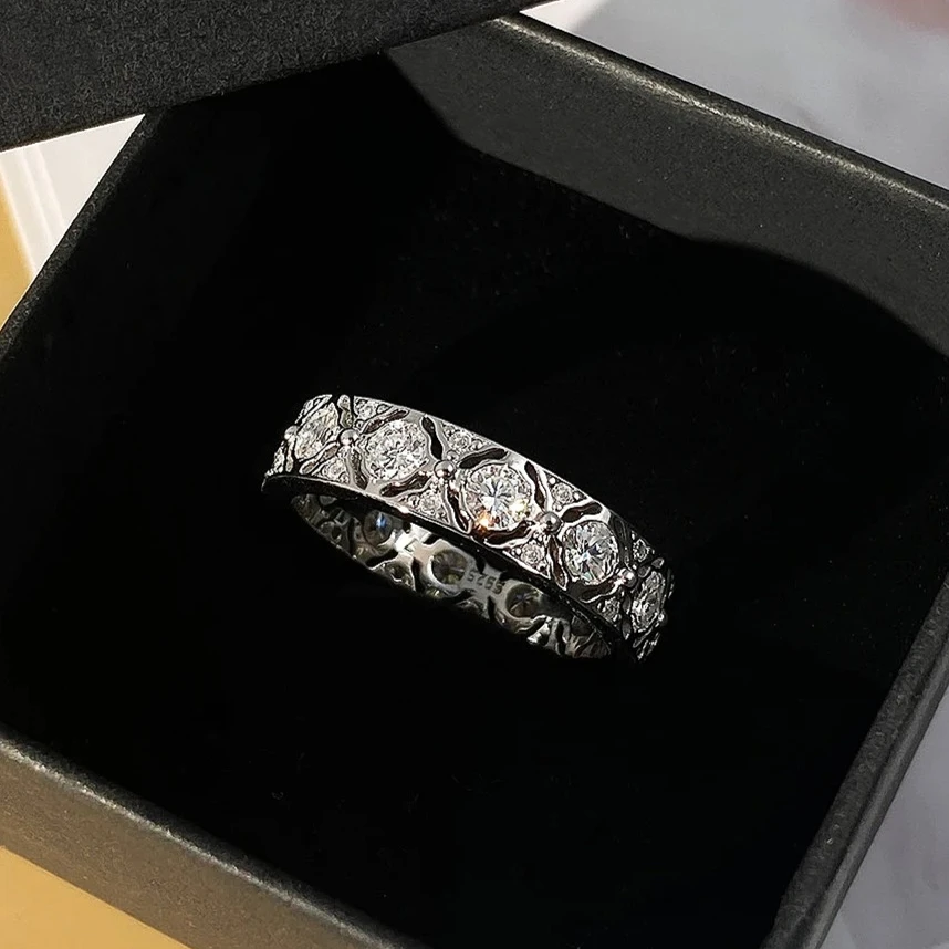 Certified 1.32cttw D Color All Moissanite Wedding Rings for Women 100% 925 Sterling Silver Wide Eternity Band Man Luxury Jewelry