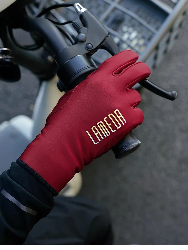 LAMEDA Winter-Fahrradhandschuhe Vollfinger Touchscreen Wasserdicht Winddicht Thermofleece Fahrradhandschuhe für Männer und Frauen bei Kaltem Wetter – Detail 15