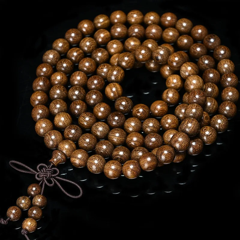 Natural Sandalwood Mala Beads Bracelet Prayer Meditation 8mm 108 Sanders Wooden Beads Elastic Strand Bracelets for Men and Women