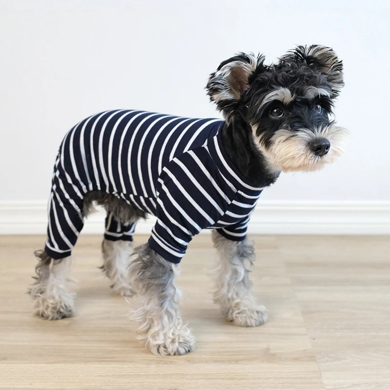 Pet Striped Jumpsuit Spring Autumn Medium Small Dog Clothes Sweet Pajamas Cute Onesie Pyjamas Kitten Puppy Shirt Poodle Maltes