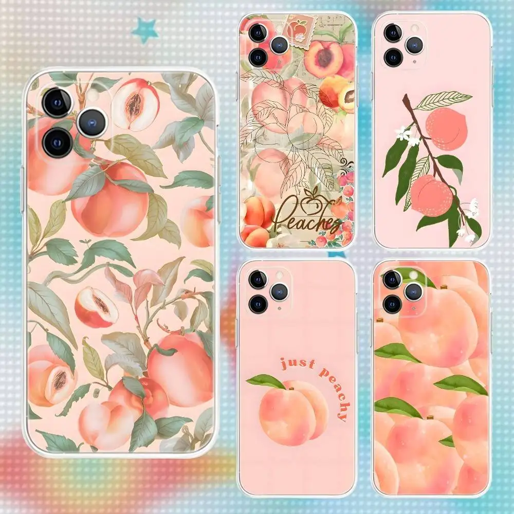 

Peach Peachy Cute Phone Case For iPhone 16,15,14,13,12,11 Pro,Max,Plus,X,XS,XR,SE,Mini Transparent Silicone Soft