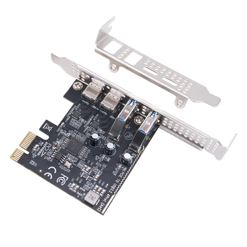 PCIE USB Type C Expansion Card Adapter HUB 2Port USB-C + 2Port USB3.2 GEN1 5Gbps Riser Card with Low Profile Bracket for Desktop 5