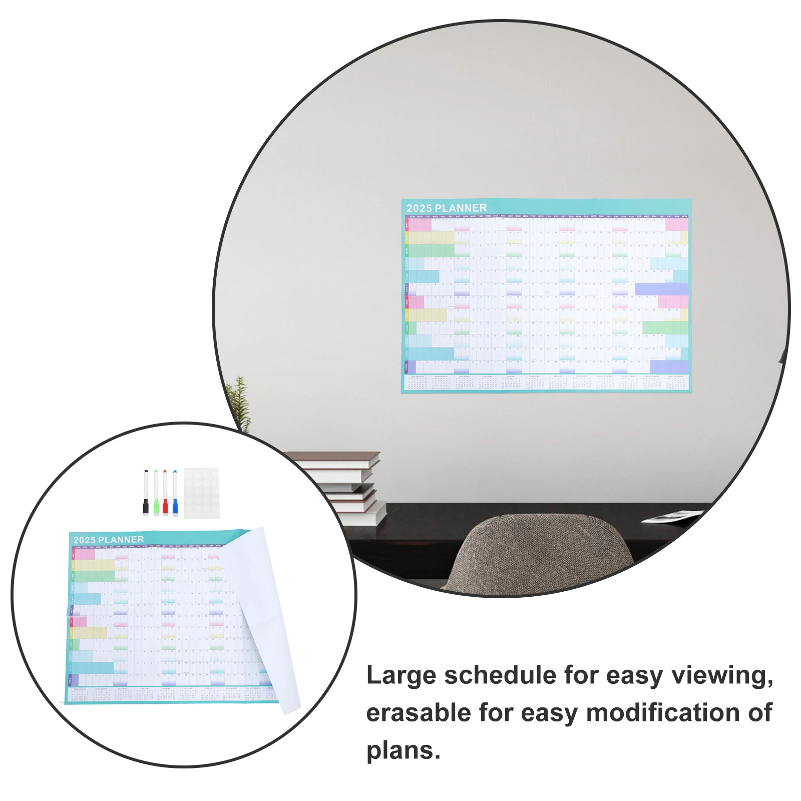 ปฏิทิน 2025 Plan Agenda Wall Planner กระดาษอเนกประสงค์การวางแผนกําหนดการรายปี Office Practical