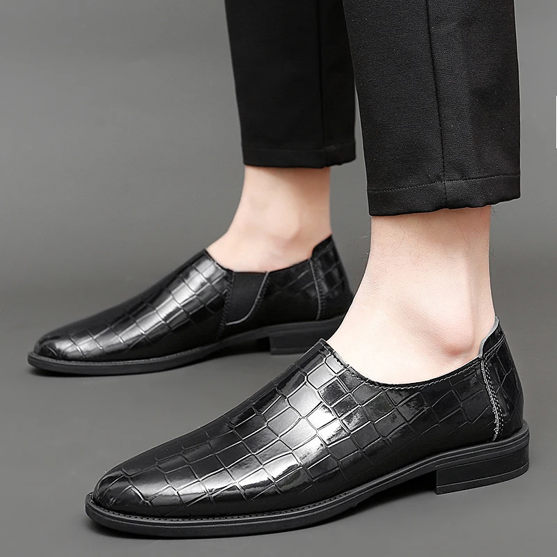 

Мужские винтажные кожаные лоферы без шнуровки ручной работы, деловая повседневная обувь на каблуке, большой размер 48.