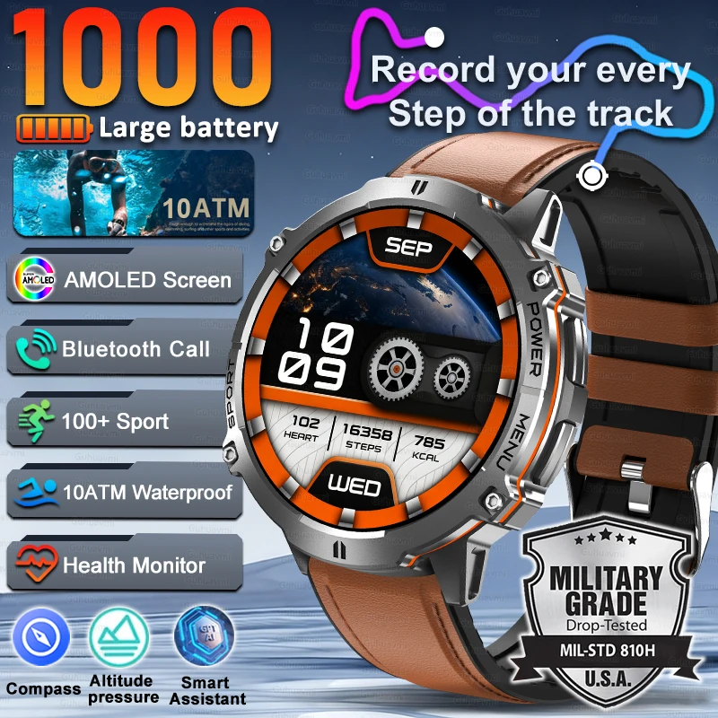

New Men High End Sports Watches Waterproof Durable 1000mAh Large Battery Smartwatch AI Custom dial TREX3 Smart Watch Compass