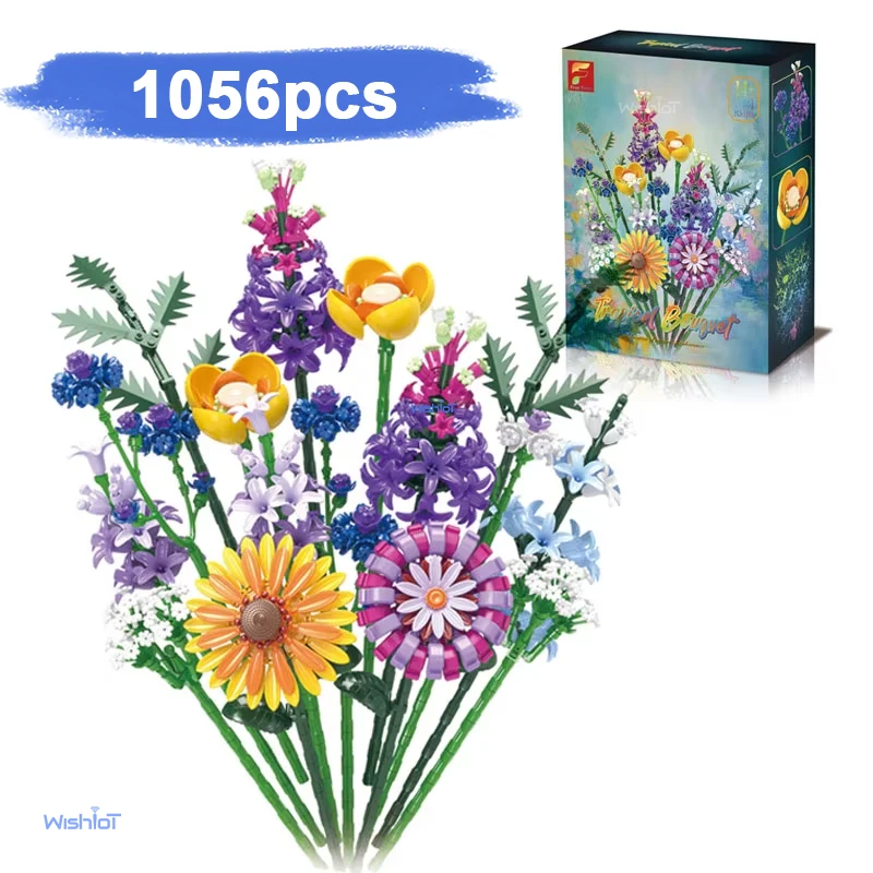 

11031 Hoshino Flower Collection 1056 шт. Набор строительных блоков Искусственный букет цветов Модель Кирпичи Игрушки для детей Взрослые Подарки