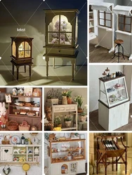 Dollhouse flower Stand Flower House Garden Console blythe Bread Stand Cake Cabinet Vintage Desk Screen DIY Miniature furniture