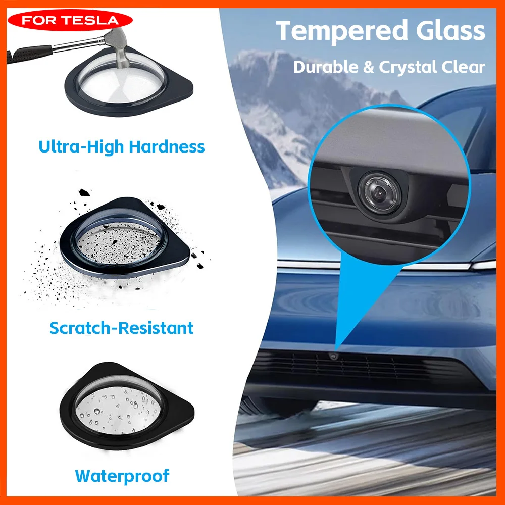 

Original Fit Front Camera Protector Shield for Tesla Model Y L 6 Seater 2026 Model Y 2025+ HW4 9H Tempered Glass Rainproof Cover