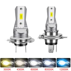 2Pcs Super Bright H4 H7 Led Bulb Car Headlight Motorcycle H1 H3 H8 H9 H11 Auto Fog Lamps 9005 9006 HB3 HB4 Light 12V 24V 55W 80W