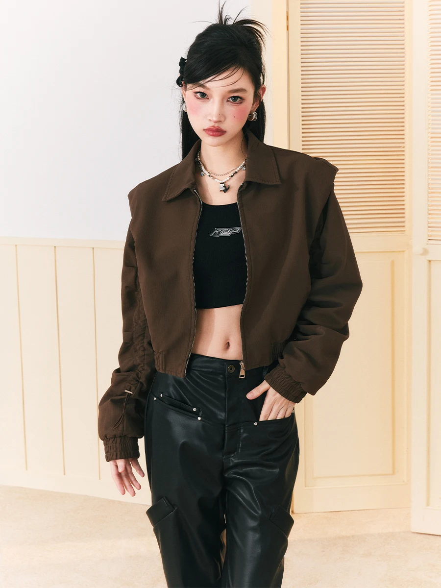 

Коричневое кожаное джато с подкладкой, свободное женское пальто с подкладкой, весенне-осеннее повседневное длинное пальто на молнии