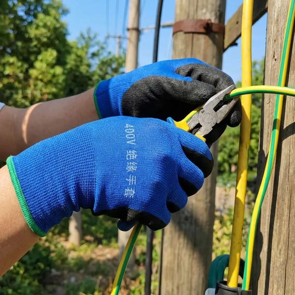 1 Pair Withstanding Voltage 400V Electrician Insulating Gloves Anti-Slip Grip High Elasticity Safety Protective Gloves