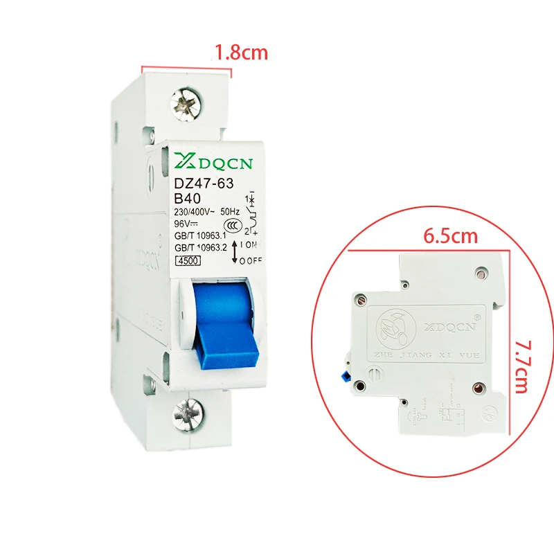 Mini Circuit Breaker DZ47-63 B40, Over & Under Voltage Protector for Household & Electric Vehicles