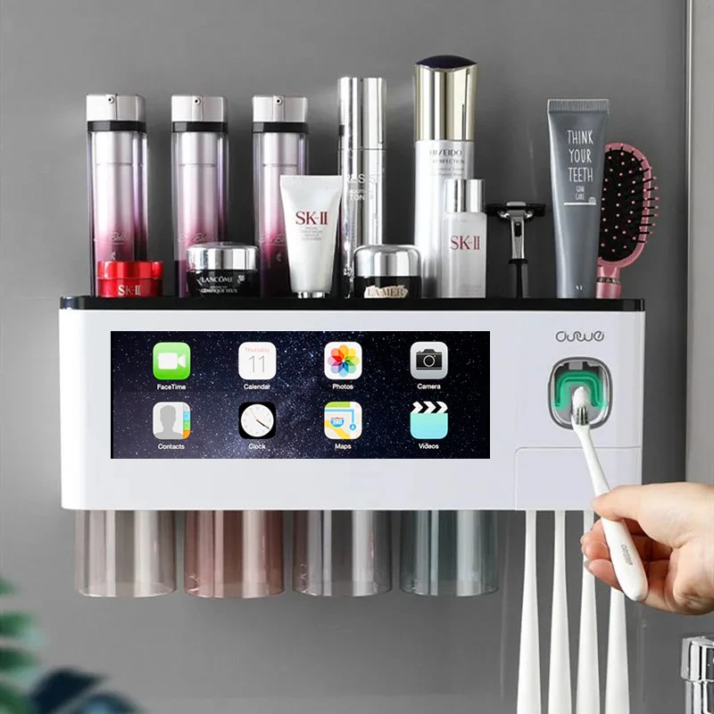 

Magnetic Adsorption Toothbrush Holder Automatic Toothpaste Squeezer Home Storage Shelves Wall-Mounted Bathroom Accessories Sets