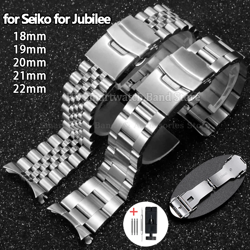 Image of 18mm 19mm 20mm 21mm 22mm Luxuriöses Massives Edelstahl-Uhrenarmband für Seiko für Jubilee für Oyster Gürtel Herren Uhrenzubehör