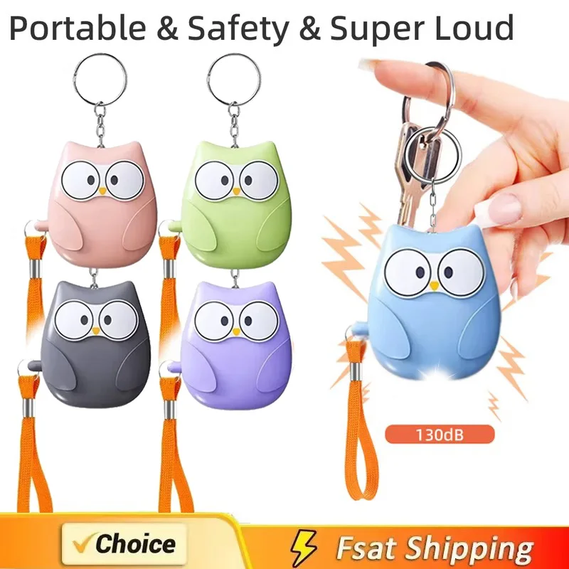 

Милая сова, светильник для самообороны, 130 дБ, персональная сигнализация для самообороны для девочек, детей, женщин, охранная сигнализация, персональный брелок-сигнализация