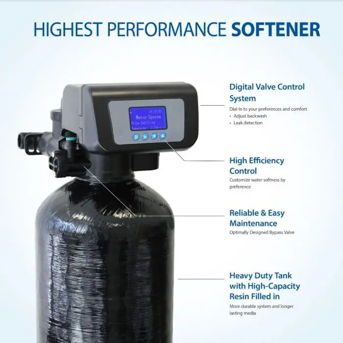 منقي المياه APEC SOFTENER-HE-30-FG، يعامل المنزل بأكمله 1-3 حمامًا، حبوب 30 قيراطًا، مياه ناعمة فاخرة بجودة سبا، عالية Ef