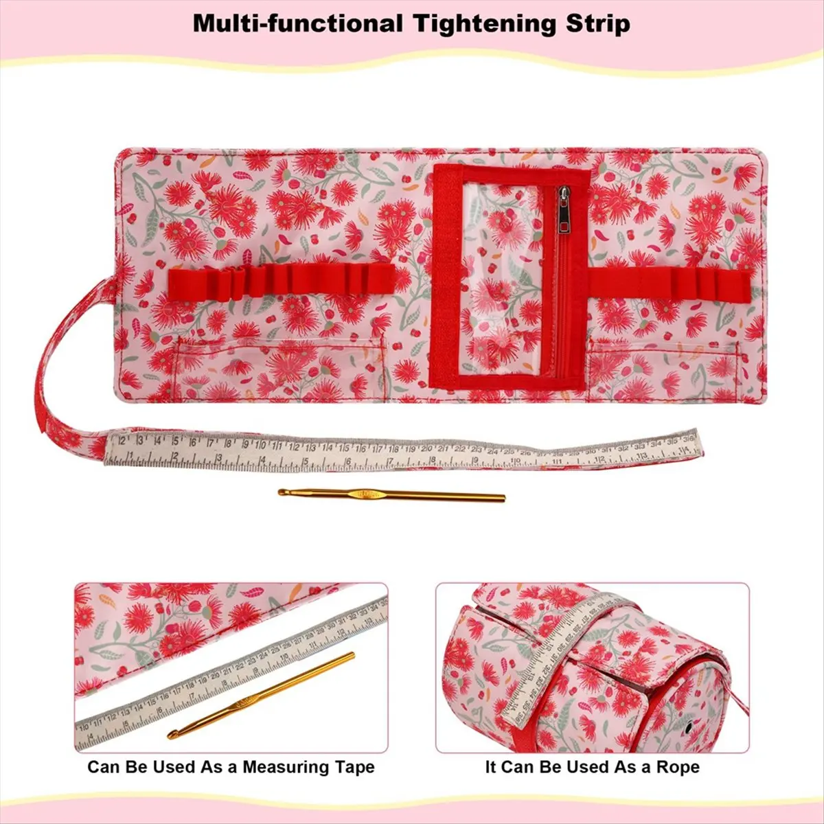 [N84R] Crochet Hook Case,Roll Bag Holder Organizer for Various Crochet Hooks Kit with Storage Case