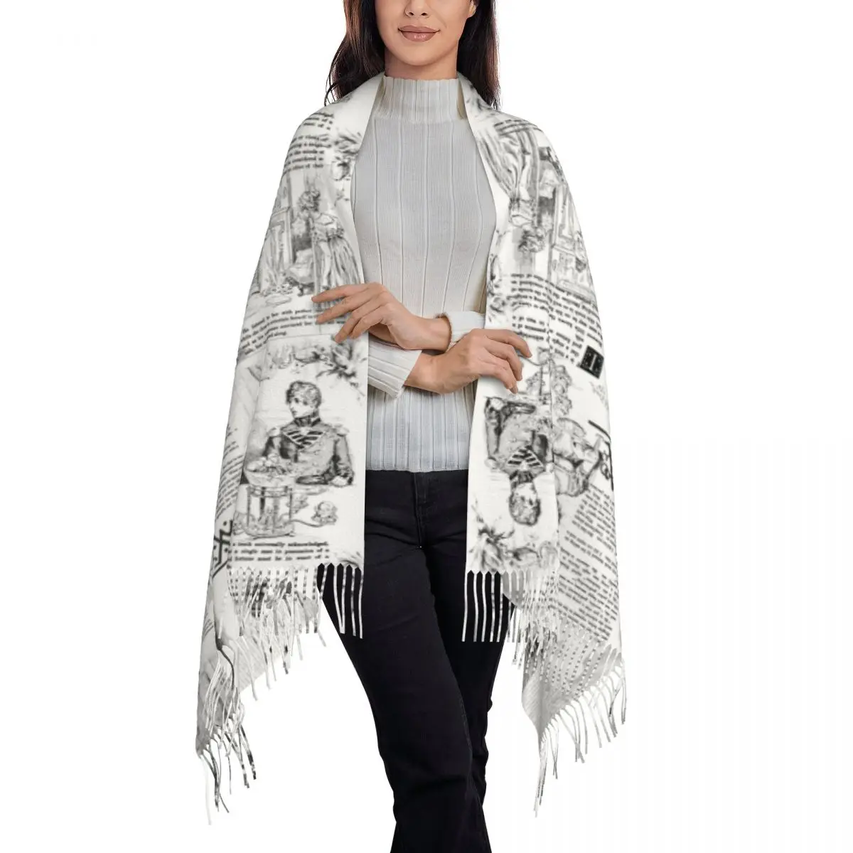 Pride And Prejudice Pages Scarf Tassel Scarves Women Soft Warm Shawls and Wraps Long Fall Winter Shawl Wrap