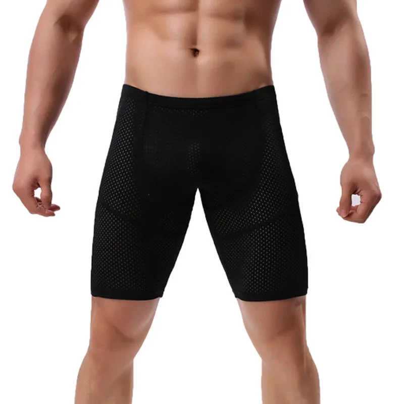 Low Waist Mens Long Boxers Male Underwear Shorts Mesh Breathable Men Underwear Boxershorts Long Leg Trunks Sexy Short Leggings image 6