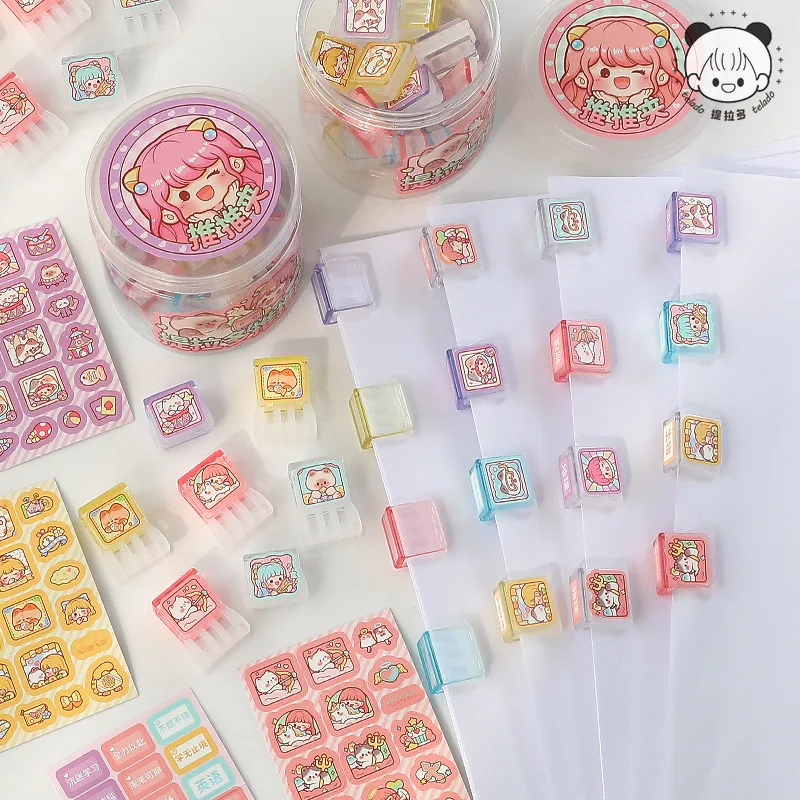 Card Lover 20 Pcs [Push Push Clip Series] Pushing Folder Paper Material Clip Hand Account Clip Tools School Office Stationery