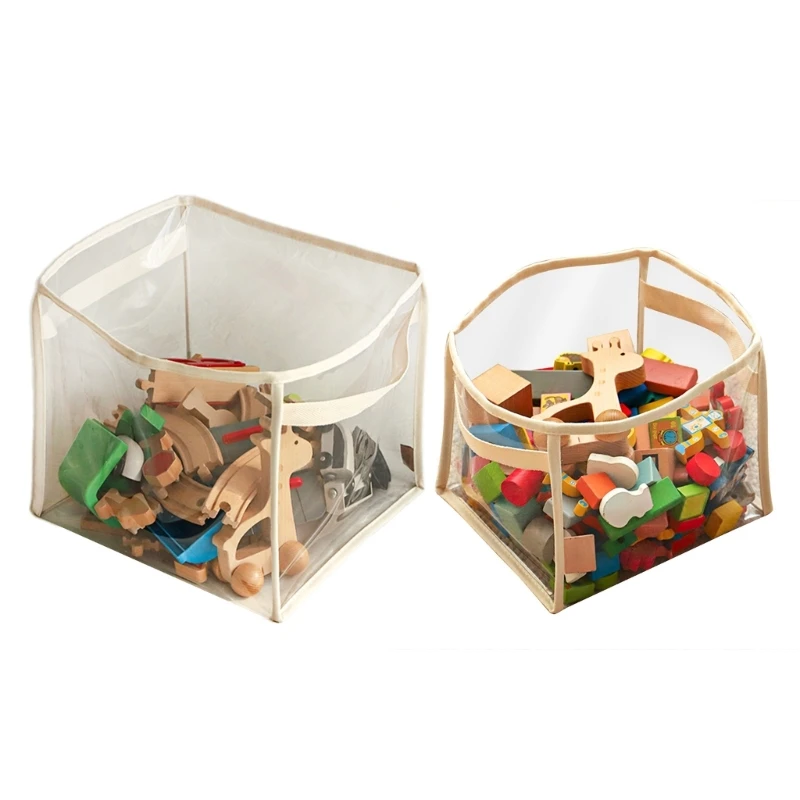 Cestino portaoggetti multiuso trasparente per giocattoli Contenitore pieghevole Custodia portatile perfetta per sale giochi