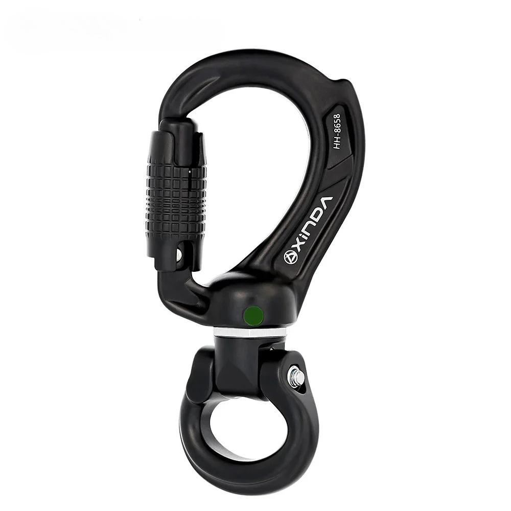 Outdoor Automatic Carabiner Detachable Universal Joint Rotating Climbing D-shape Locking Buckle Rope Swivel Rescue Equipme
