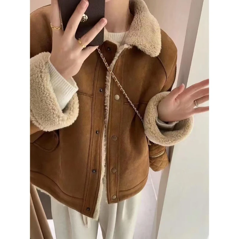 

Man-made Lamb Wool Short Coat Female 2025 Winter Retro Warm Fur One Loose Little Coat