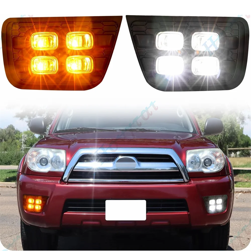 

LED DRL White Daytime Running Light for 2006 2007 2008 2009 Toyota 4runner Bumper DRL Fog lights Cover Amber Turn Signal Lamp