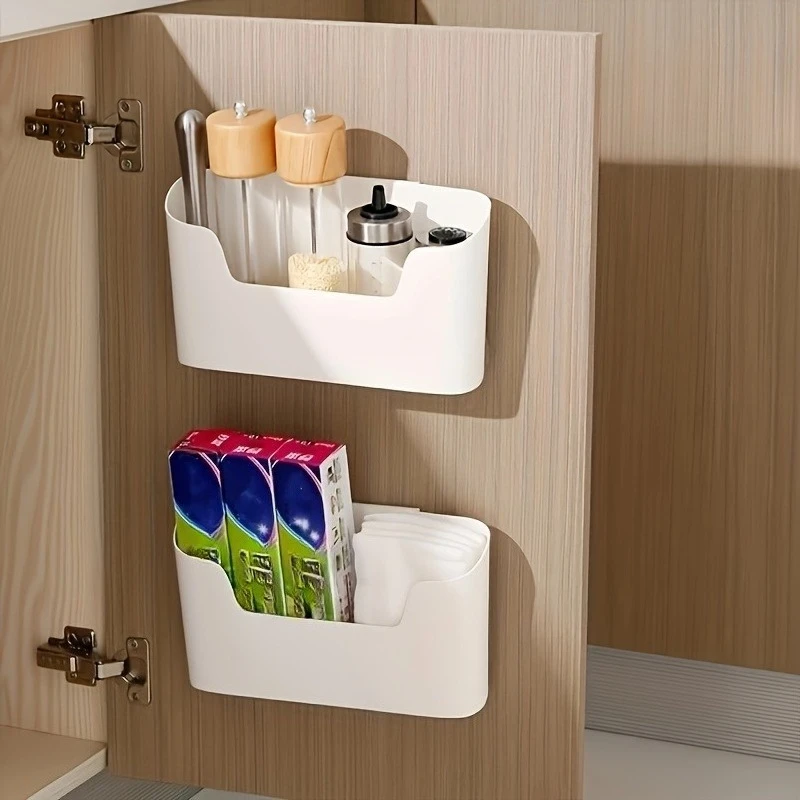 Contenedores de Almacenamiento de Plástico para Montar en la Pared sin Perforaciones, para Cocina, Baño, Oficina, Organizador para Puerta de Armario, para Artículos del Hogar, Cocina