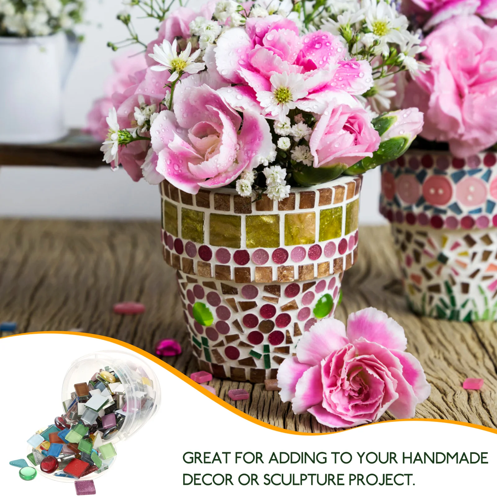

Mosaic Crafts Supplies Tiles for Decor Picture Frames Pieces Art Projects Smooth Surface Uniform Thickness Bright