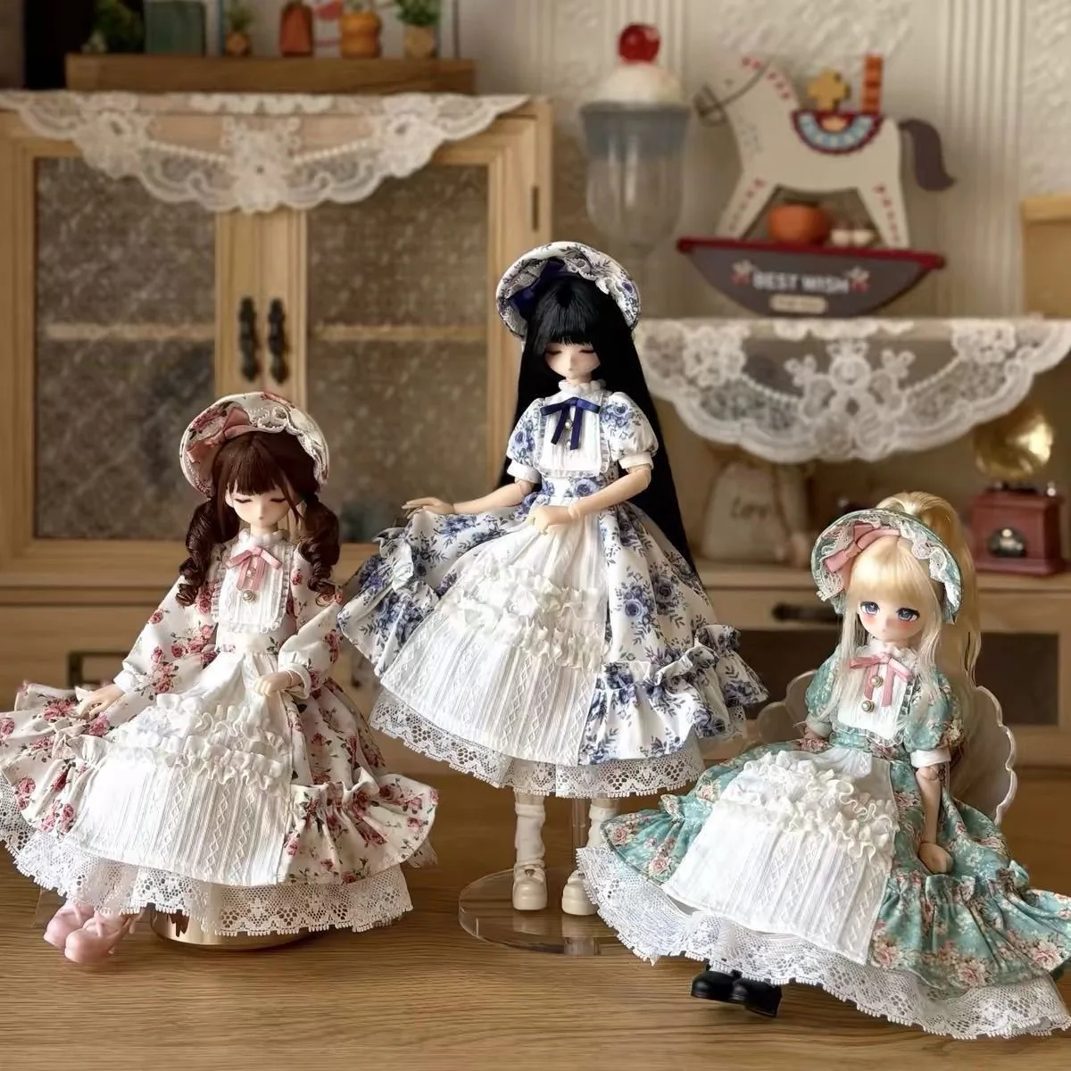 （customization 30day）BJD doll clothes suitable for ob24 azone size Cute suspender skirt clothing set doll accessories (4 points)
