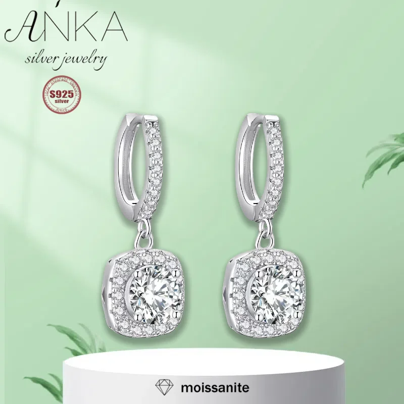 

Серьги из стерлингового серебра 925 пробы, женские серьги с муассанитом, классические квадратные серьги 1 карат * 2 D, цвет, изысканные серьги с муассанитом