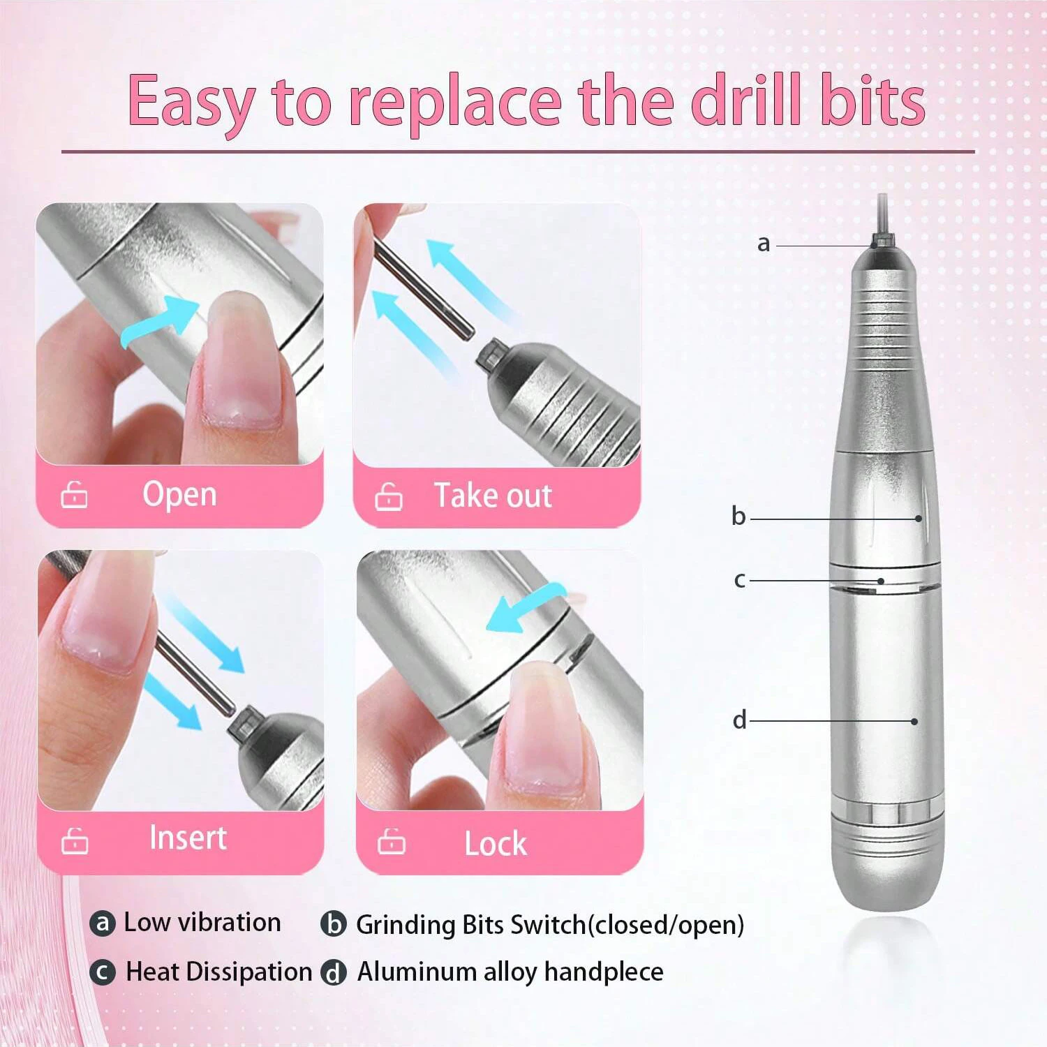 Perceuse à ongles professionnelle 45000 tr/min, outils pour enlever le vernis Gel, lime à ongles Portable pour les ongles en Gel acrylique, outils d'art des ongles