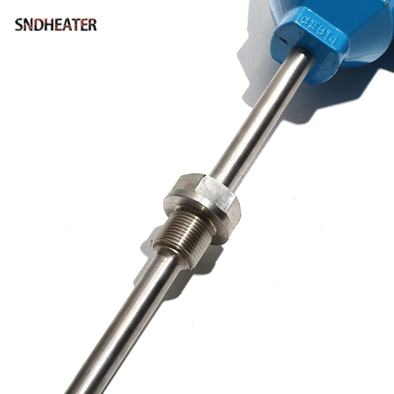 SNDHEATER M27*2MM Thread PT100 Thermocouple Temperature Control Sensor 200/300/400/500MM Probe with Blue Explosion Proof Shell