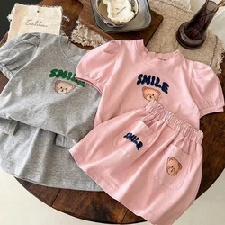 Set gonna per ragazze Summerins gonna per camicia a maniche corte stampata per bambini Set di due pezzi moda estiva per bambini