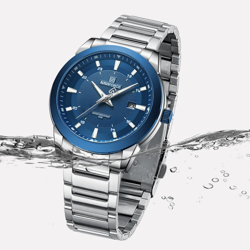 New Style NAVIFORCE Business Stainless Steel Strap 3ATM Waterproof Luminous Leisure Men's Quartz Watch Simple Design Commuting