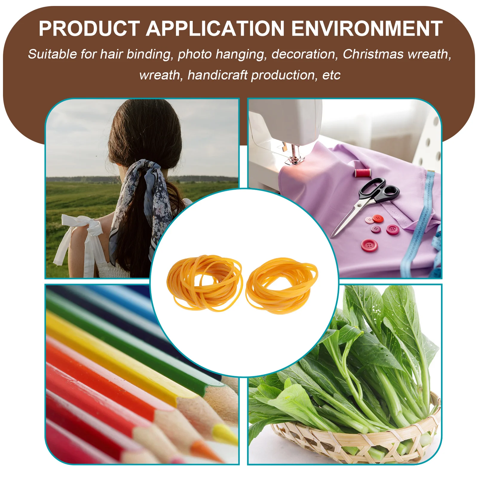 

580pcs High Elasticity Rubber Bands Yellow Thick Stretchy Rings For Home Office Use Craft Hair Fixing Multi-Functional Rubber