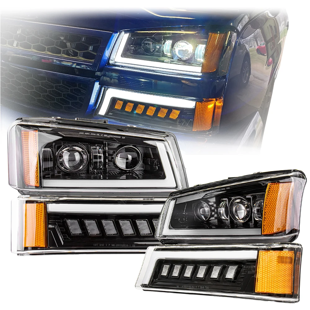 

For Chevy Silverado Car Accessories 84W High/Low Beam Headlamp LED Replacement Headlights with White DRL Amber Turn Signals