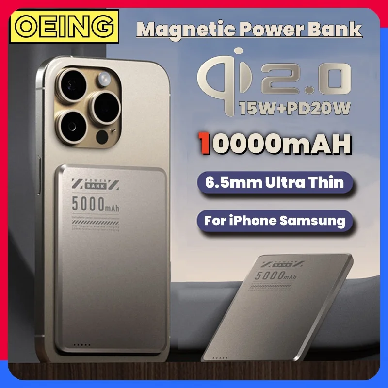 

10000mAh Super Slim Magnetic Power Bank Qi2 Wireless Fast Charger For Magsafe Powerbank For iPhone 17 16 15 14 13 12 11 Pro Max