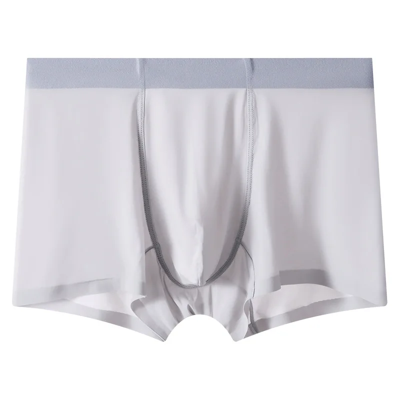 

Нижнее белье из ледяного шелка, мужские сексуальные трусы-боксеры с выпуклым мешочком, дышащее мягкое нижнее белье, мужские бесшовные трусы, ультратонкие летние трусы