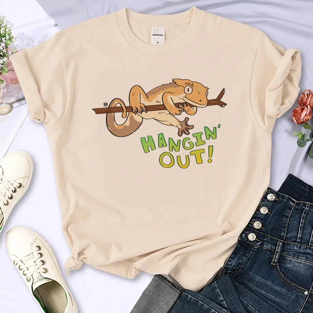 crested gecko t shirt women Japanese t-shirts girl manga clothes