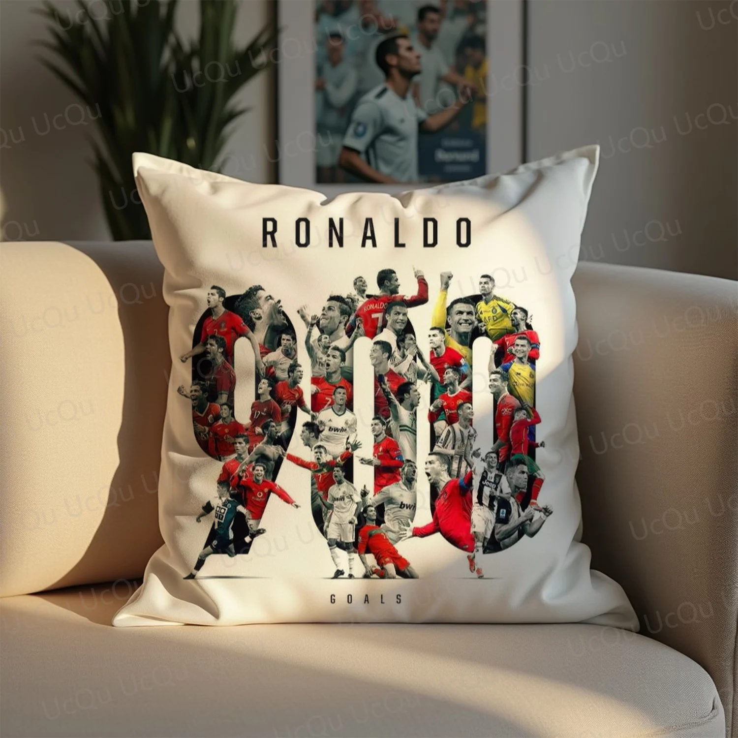 2025 CHAT GPT Special Design New CR7 Ronaldo 7 Throw pillow Cover Cartoon Fans Legend Cushion Cover Zipper Size 450*450mm