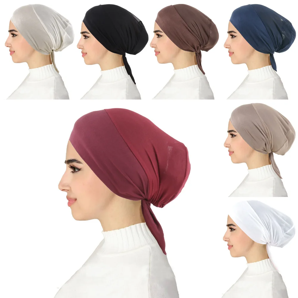 Muslimische Frauen Mesh Elastische Krawatte Seil Zurück Innere Hijab Caps Stretch Underscarf Motorhaube Headwrap Hüte Turbante Einstellbare Kopftuch