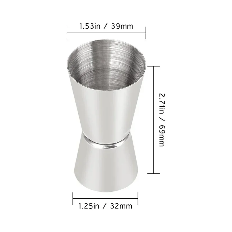 UPORS Cocktail Jigger 1oz/2oz Bar Jigger for Party 15/30ml Stainless Steel Dual Measuring Cup Wine Cocktail Wine Accessories